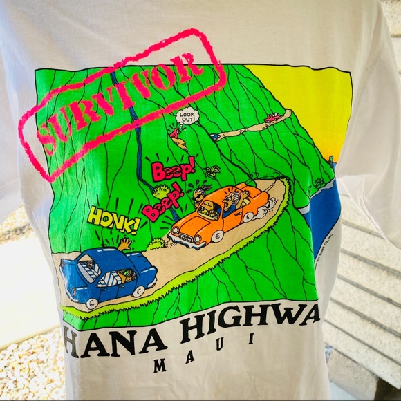 Vintage 1990 Graphic Tee “Survivor Hana Highway” - Picture 2 of 3